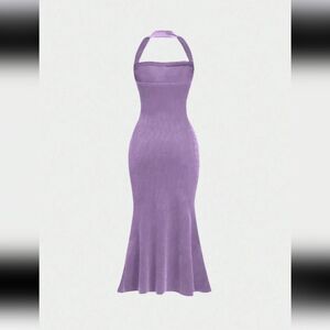 🆕️🥻Shein Velvet Ruched Halter Dress, Lavender/Purple - XS